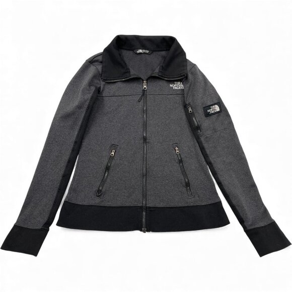 The North Face Gray Black Stretch Full Zip Training Running Jacket Women's Small - Picture 1 of 9